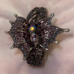 Elegant Silver and Purple Floral Women's Bracelet